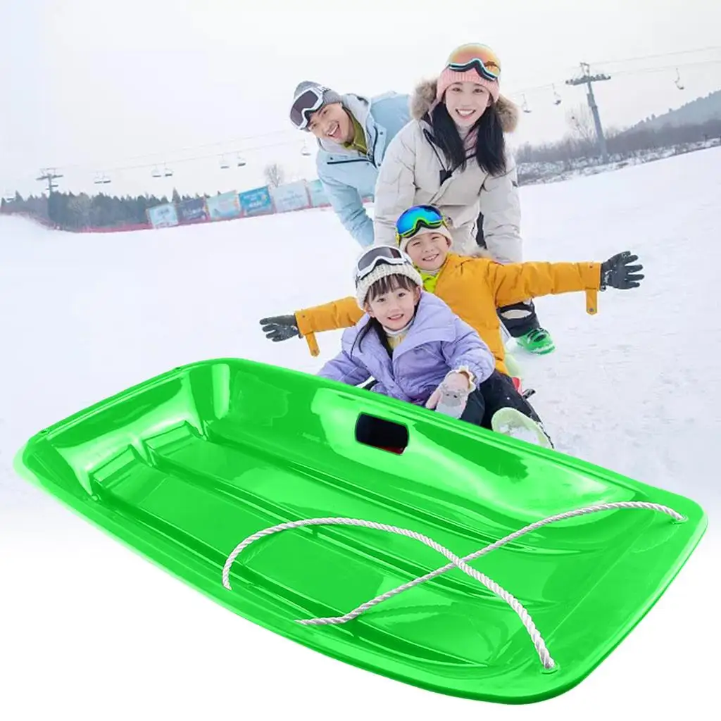 Snow Sled for Kids Adults Toboggan Sledge Pull Rope Luge Winter Toy Grass Sand Sliding Boat Board Ski Pad Flying Sleigh