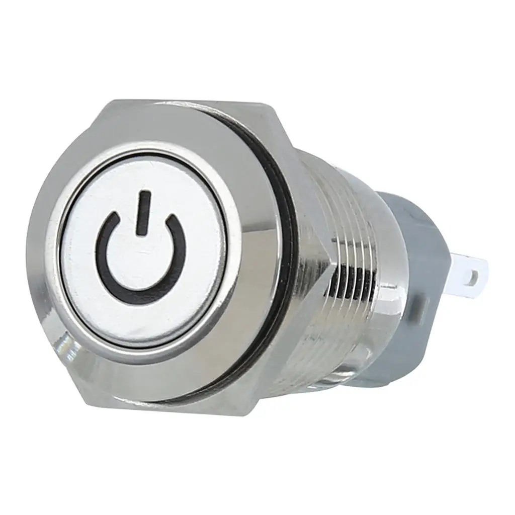 Metal Waterproof Momentary Push Button Switch 12V  Light Off-(on)