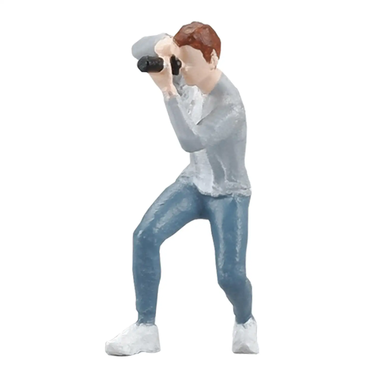 1/64 Scale Miniature Figure Photographer for Street Model Train Photo Props