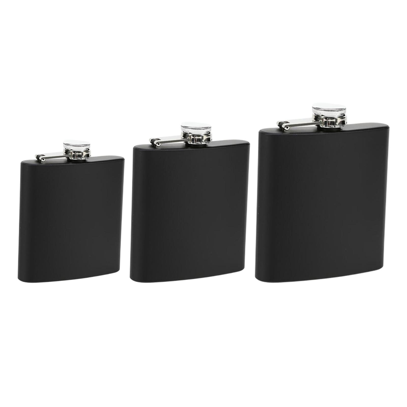 Matte Hip Flask Powder Coated Black Leakproof Sealed U Typed Portable Wine Bottle for Hiking Spirits Alcohol Clear Water Sparkle