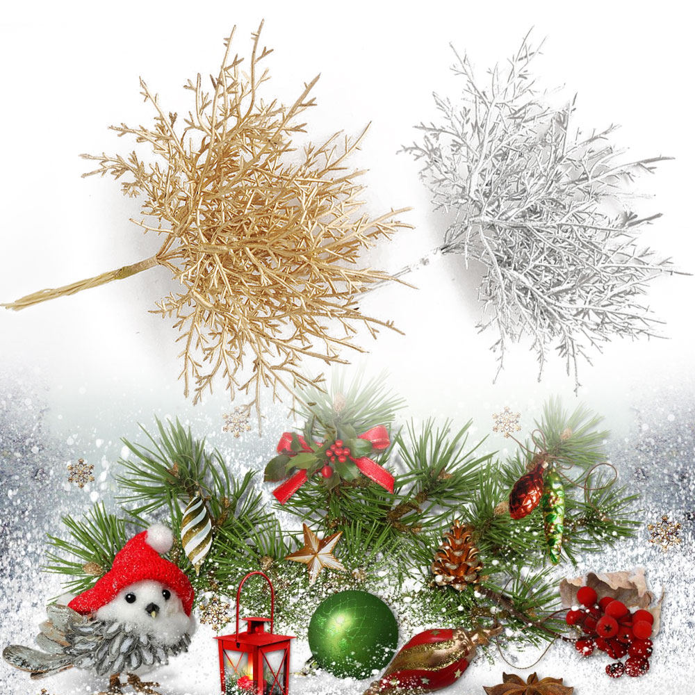 Description Picture 2 of item10Pcs Christmas Tree Decorative Artificial Flowers Cedar and Pine Branch Decoration Diy Plants Home Decorations Party Supplies