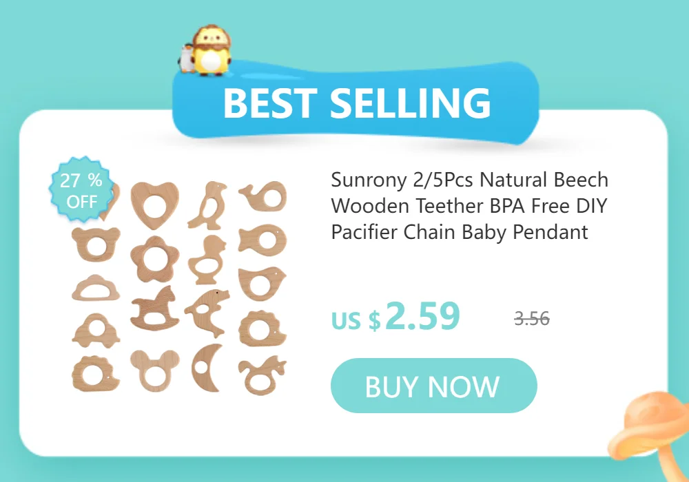 Sunrony 10Pcs New Bowknot /Crown Silicone Beads Food Grade DIY Pacifier Chain Pendant Accessories Chewable Teether Baby Toys Baby Teething Items cute