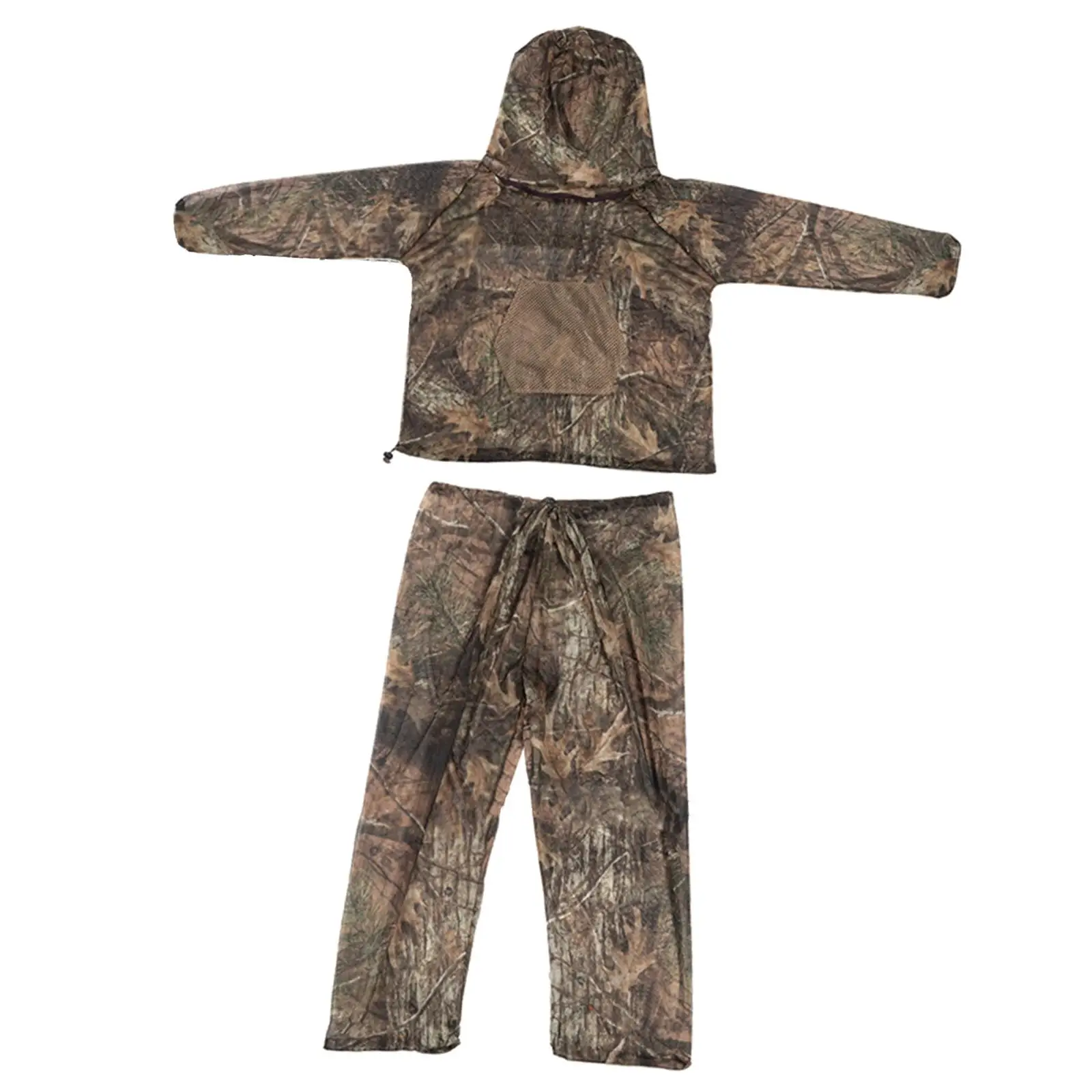 Mesh Hooded Ghillie Suit Pants Summer Net Pants Jacket 3D Camouflage Anti Hunting Bite Clothes for Outdoor Fishing Gardening