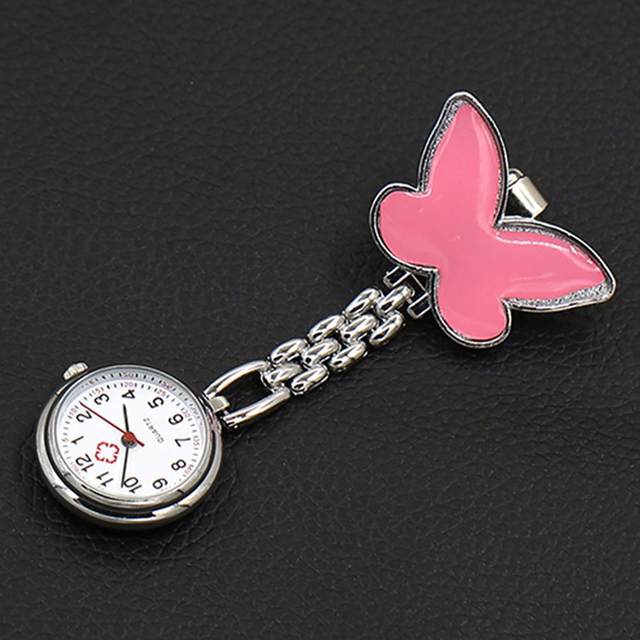 Orologio Da Infermiera A Clip Con Farfalla - Quartzo, Bianco, Ideale Regalo