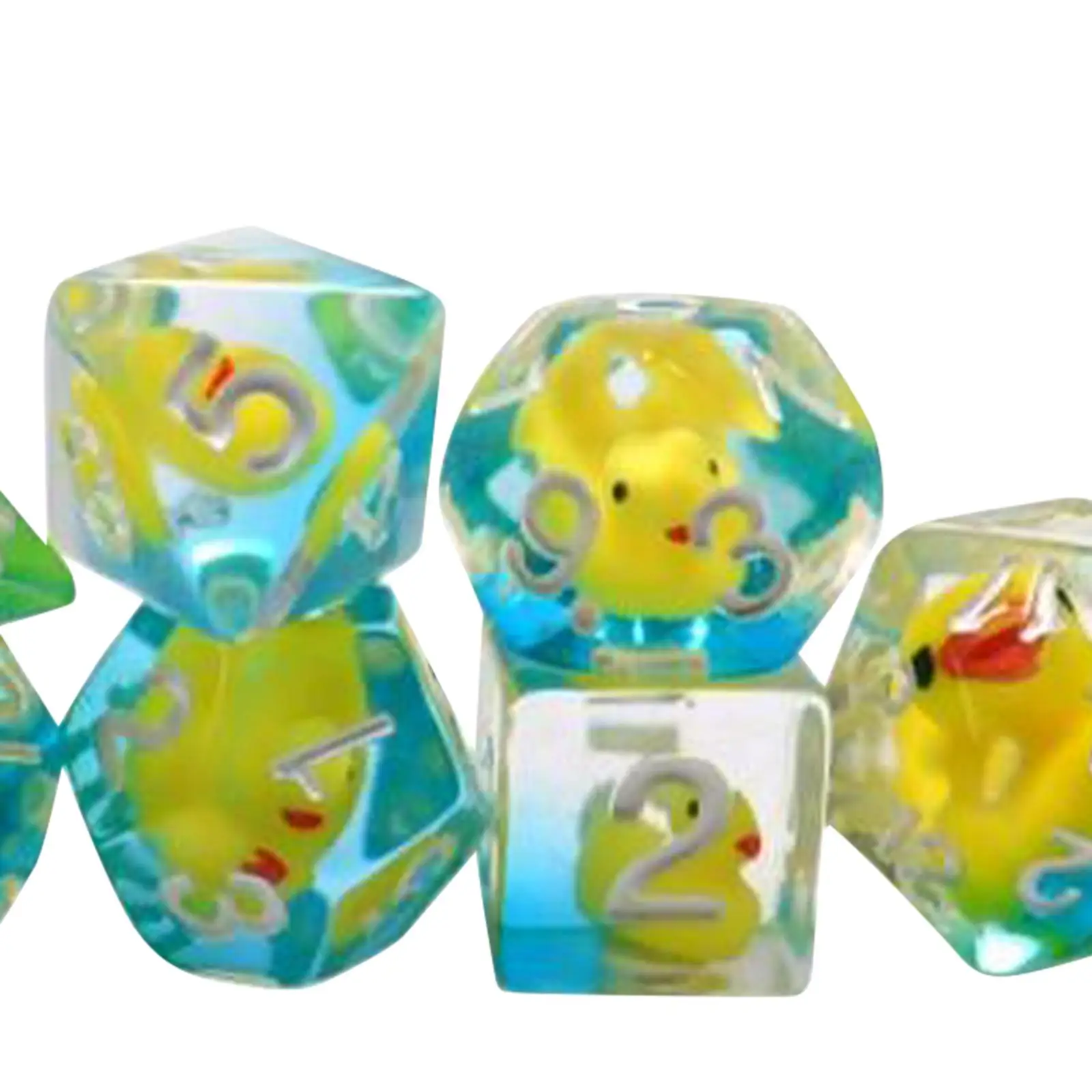 7x Polyhedral Dices Party Supplies Filled with Ducks Animal D4-d20 Game Dices Resin Dices for Bar Party KTV Card Game Card Games
