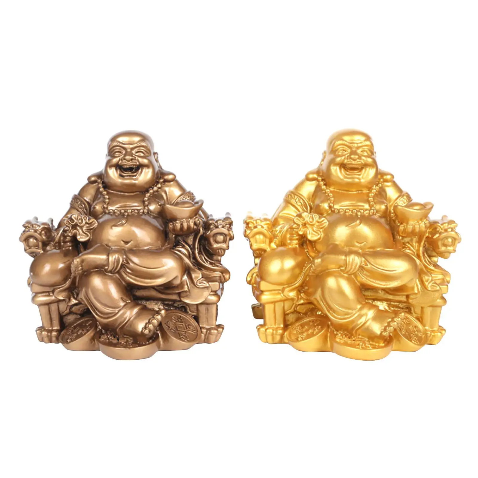 Resin Buddha Statues Sculpture Figurine Fengshui Good Luck for Shelf Tea Room Collectible Decoration Ornament