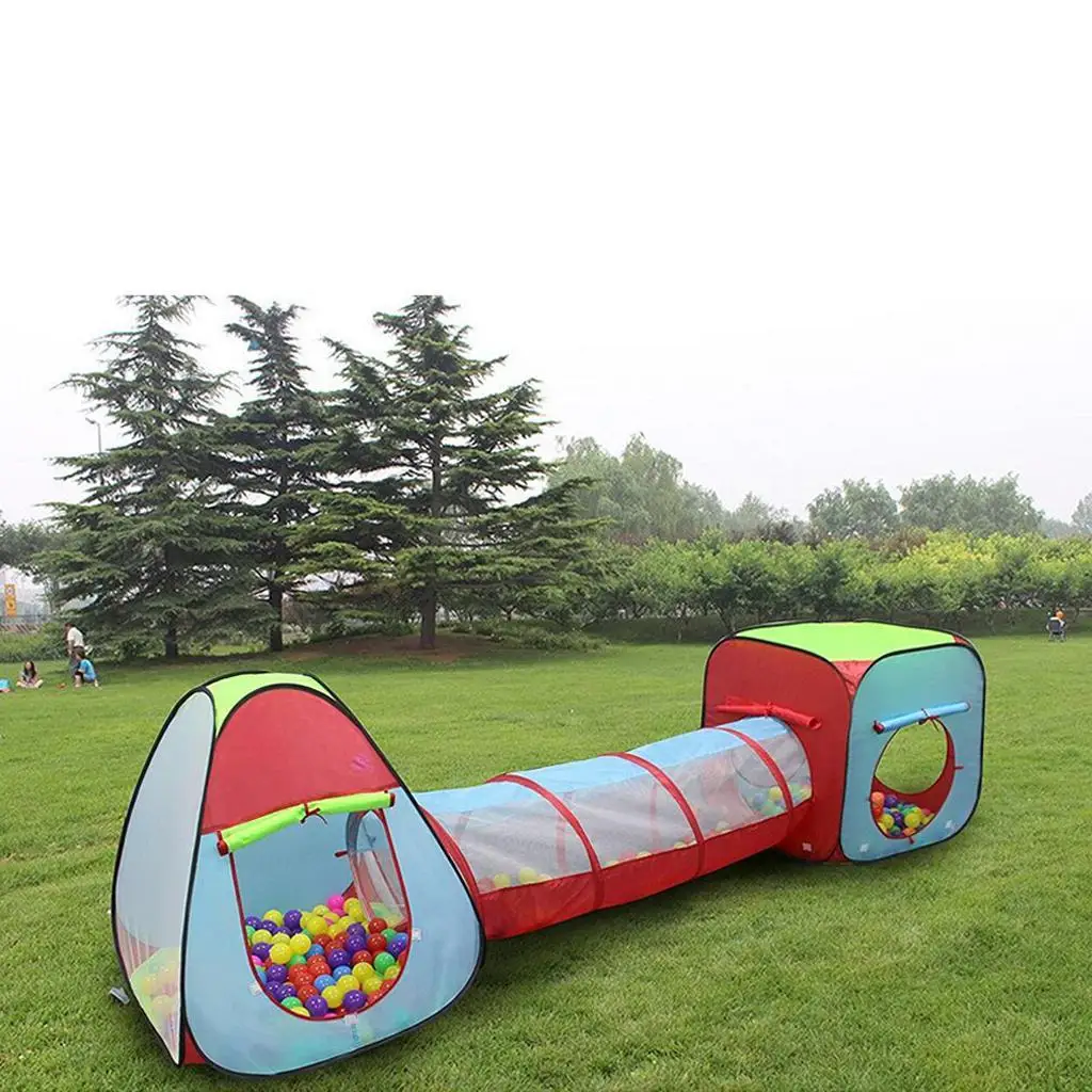 Portable Kids Indoor Outdoor Play House Tunnel Garden Camping 3 in 1 Tent
