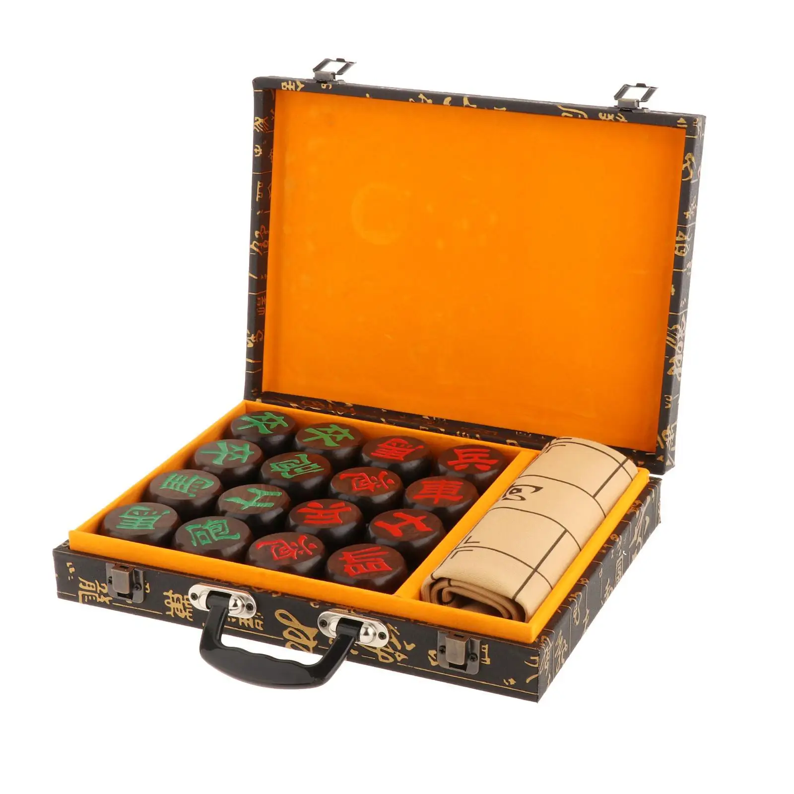 Exquisite Ebony Wood Chinese Chess Set Portable Classic Xiangqi   Case Chess Pieces Gifts  Players