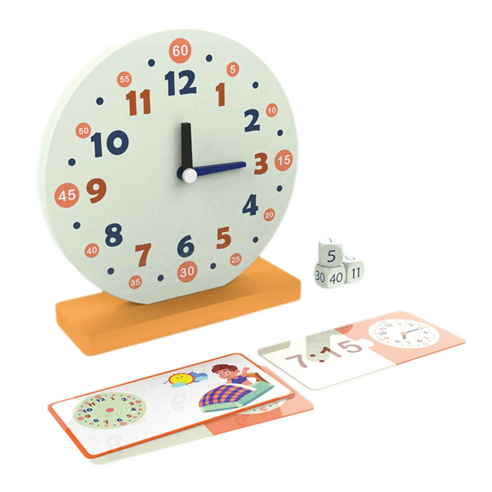 Wooden Teaching Clock Puzzle Toys Early Preschool Teaching Aids with Numbers Learn How to Tell Time Teaching Clock for Classroom