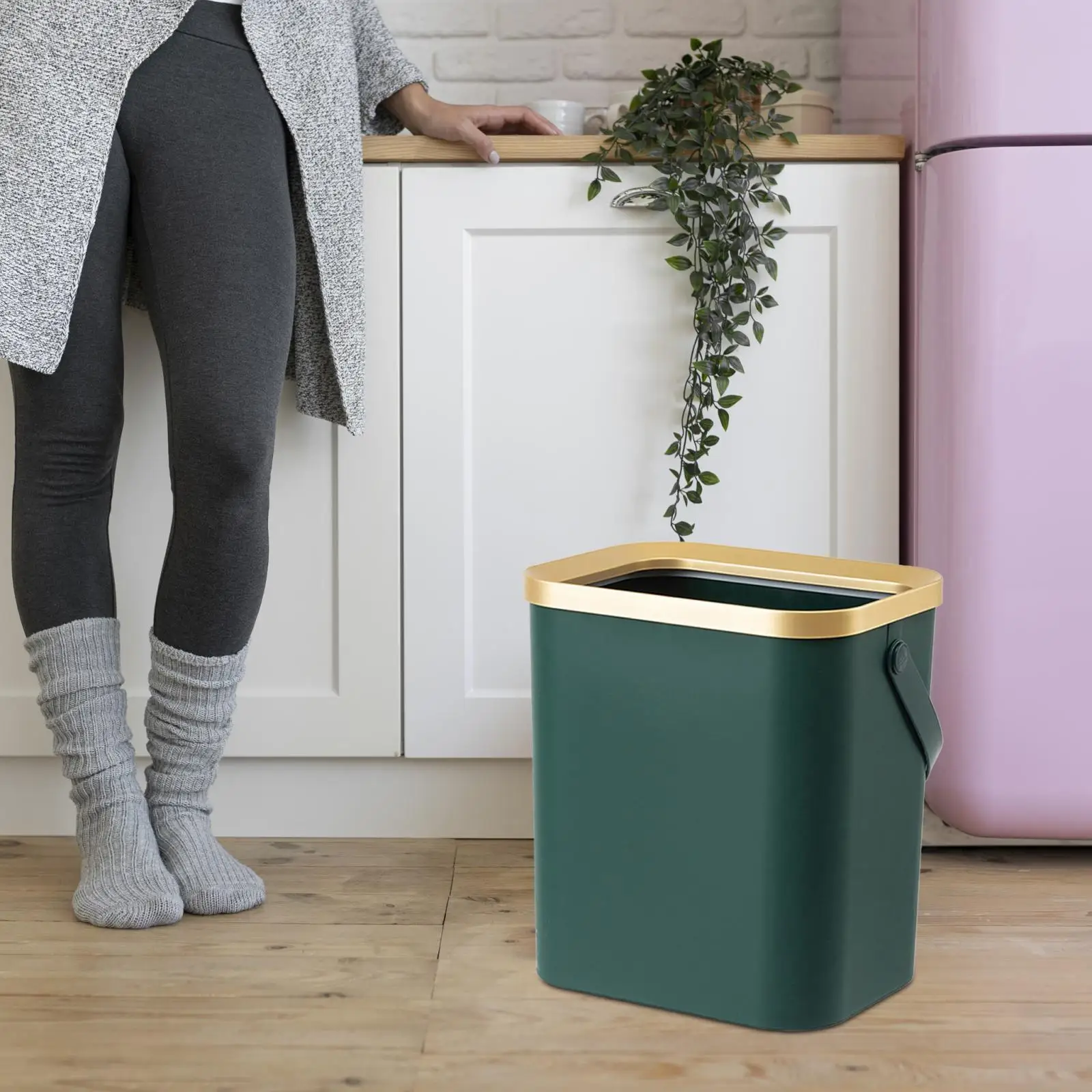 Garbage Container Durable with Portable Handle Trash Can Enclosure Indoor for