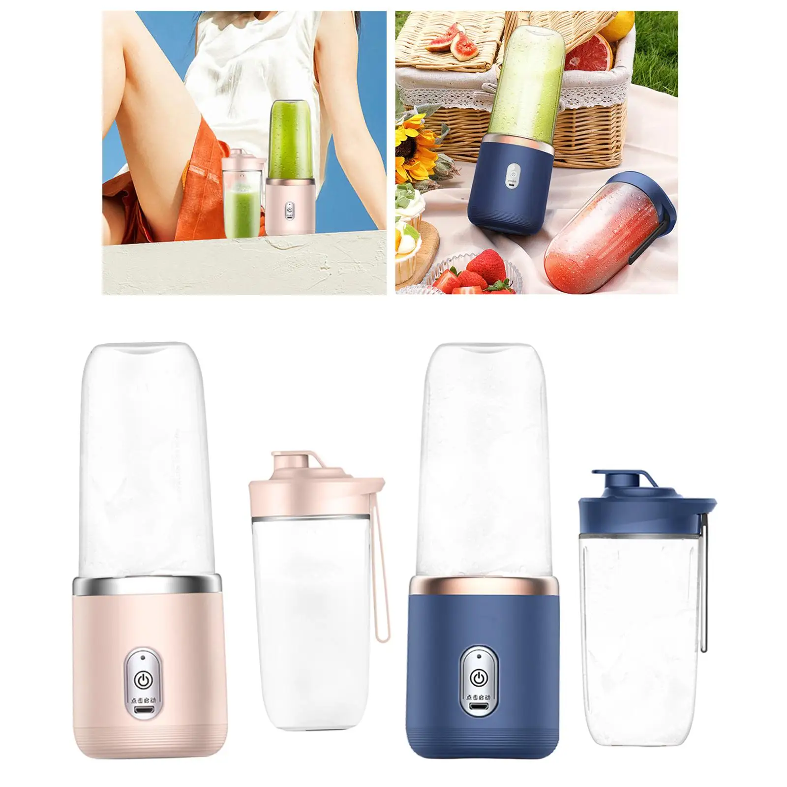 Personal Mini Electric Fruit Juicer Smoothie Blender 6 Blades Fruit Juicing Cup for Home Outdoor Office