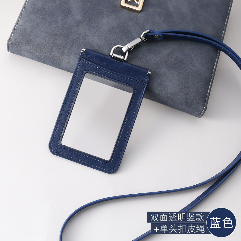 Neue Kuh Leder ID Karte Set Abzeichen Halter Fall doppelseitige Transparente Arbeits Lizenz Stück Set Lanyard Typenschild Schutzhülle – Detail 20