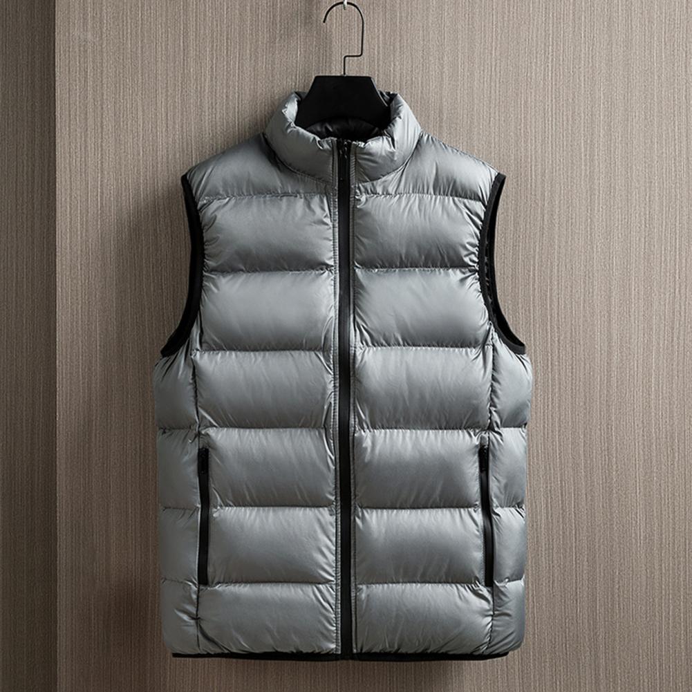 Description Picture 4 of itemMens Vest Jacket Men Winter Waistcoat Neck Protection Winter Vest Solid Color Sleeveless Plus Size Men Autumn Vest Coat