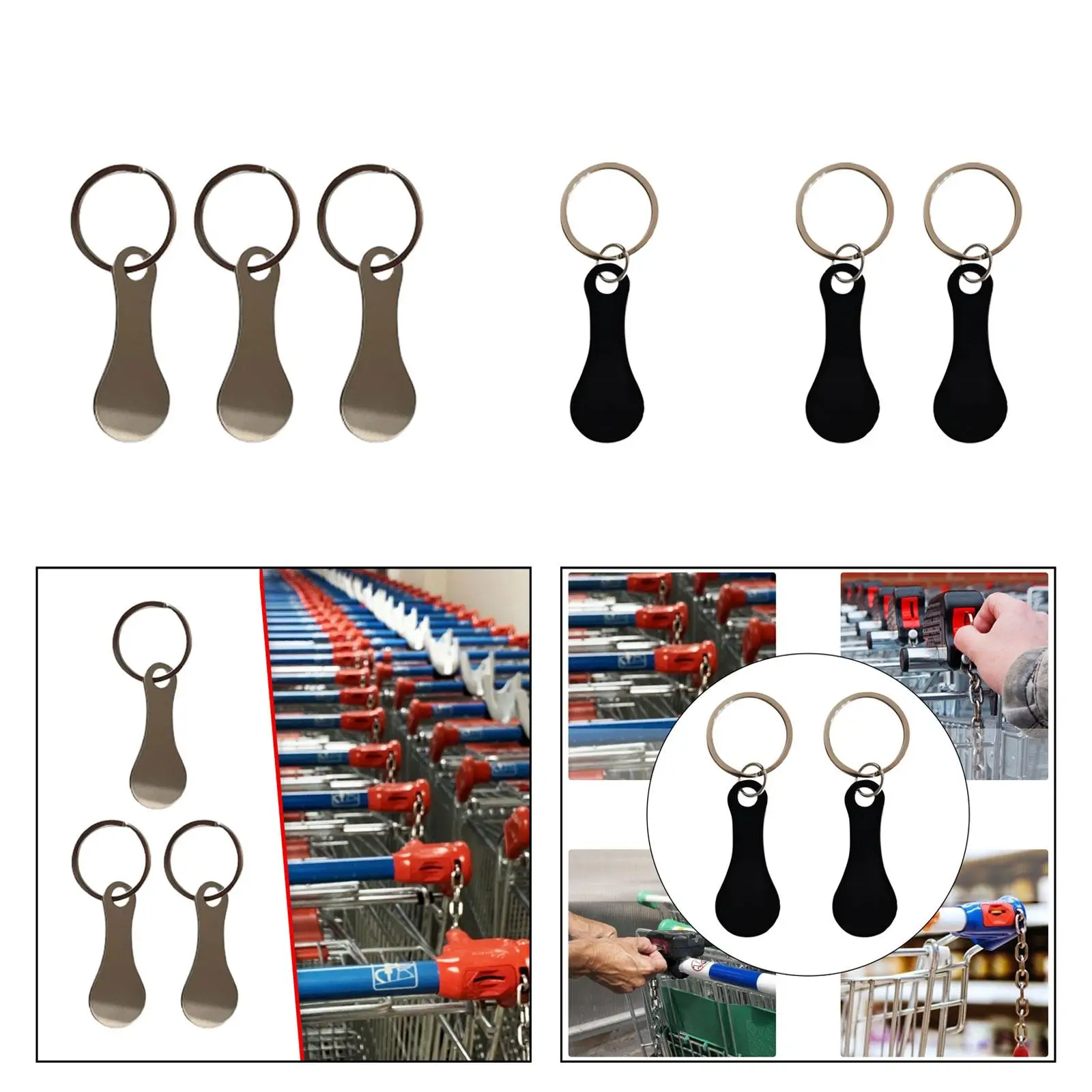 Shopping Trolley Tokens Shopping Trolley Removers Removable Necklace Dangle Decorative Metal Release Keys Coin Holder Keychains