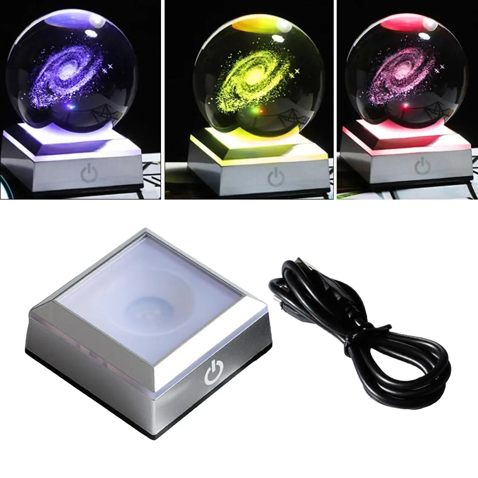 LED Colorful Light Light Rotating Crystal Display Base Stand fors Glass