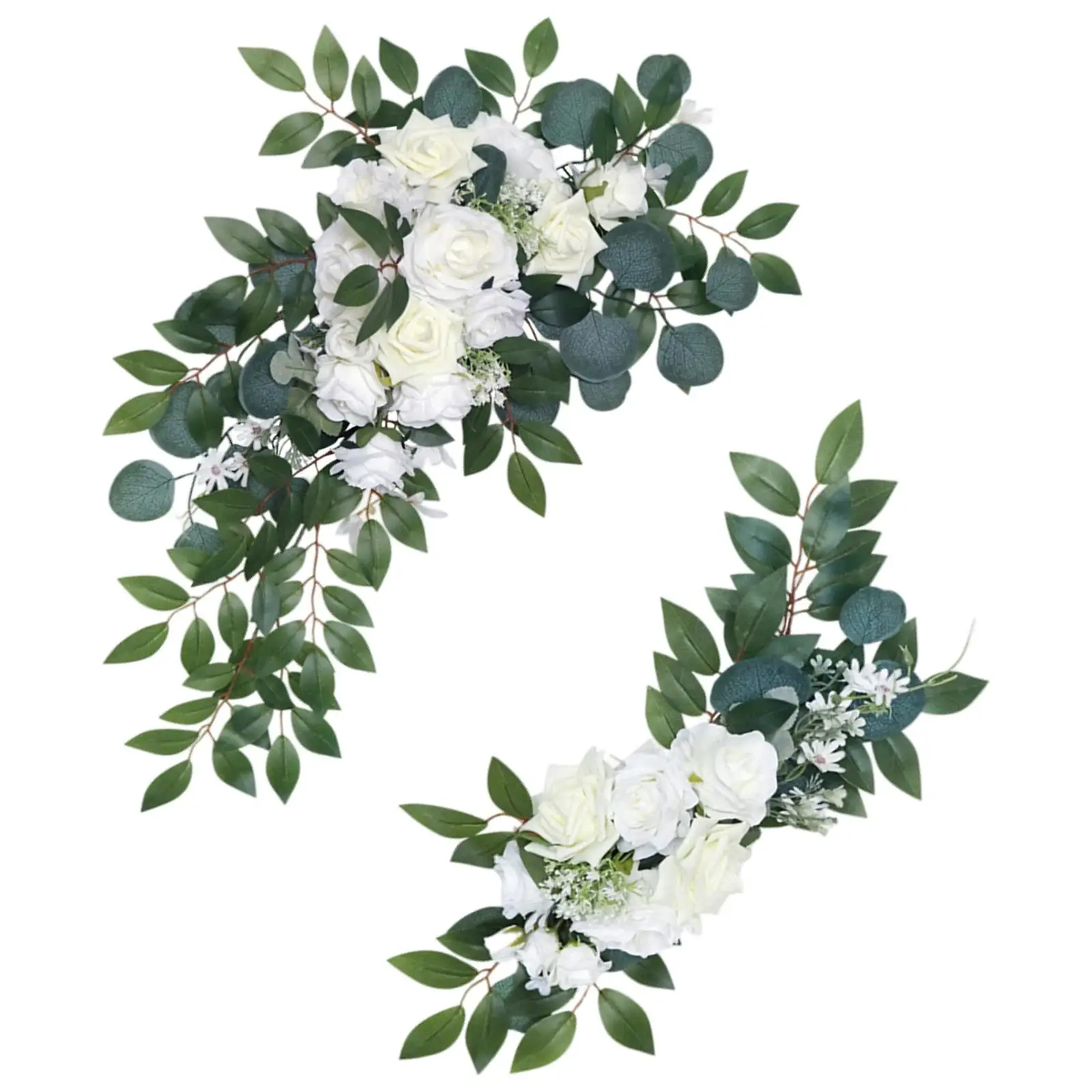 2x Decorative  Swag Flower Arrangement Simulation Rose Wedding Arch Flowers for Backdrop Reception Ceremony Arbor Wall