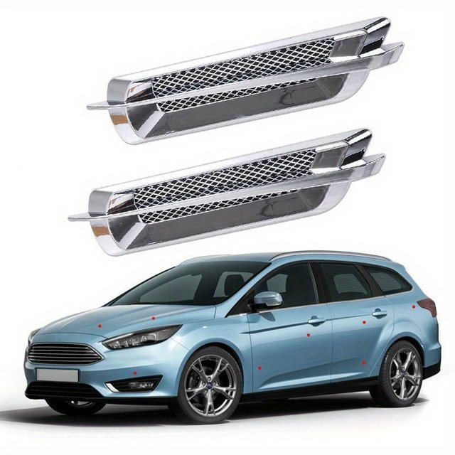 2pcs Plastc Chrome Car Ar Flow Fender Sde Vent Stcker Decoraton