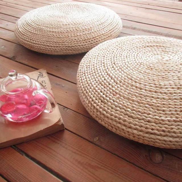 Natural Round Tatami Straw Yoga Seat Cushion Chair Pouf – smorgl