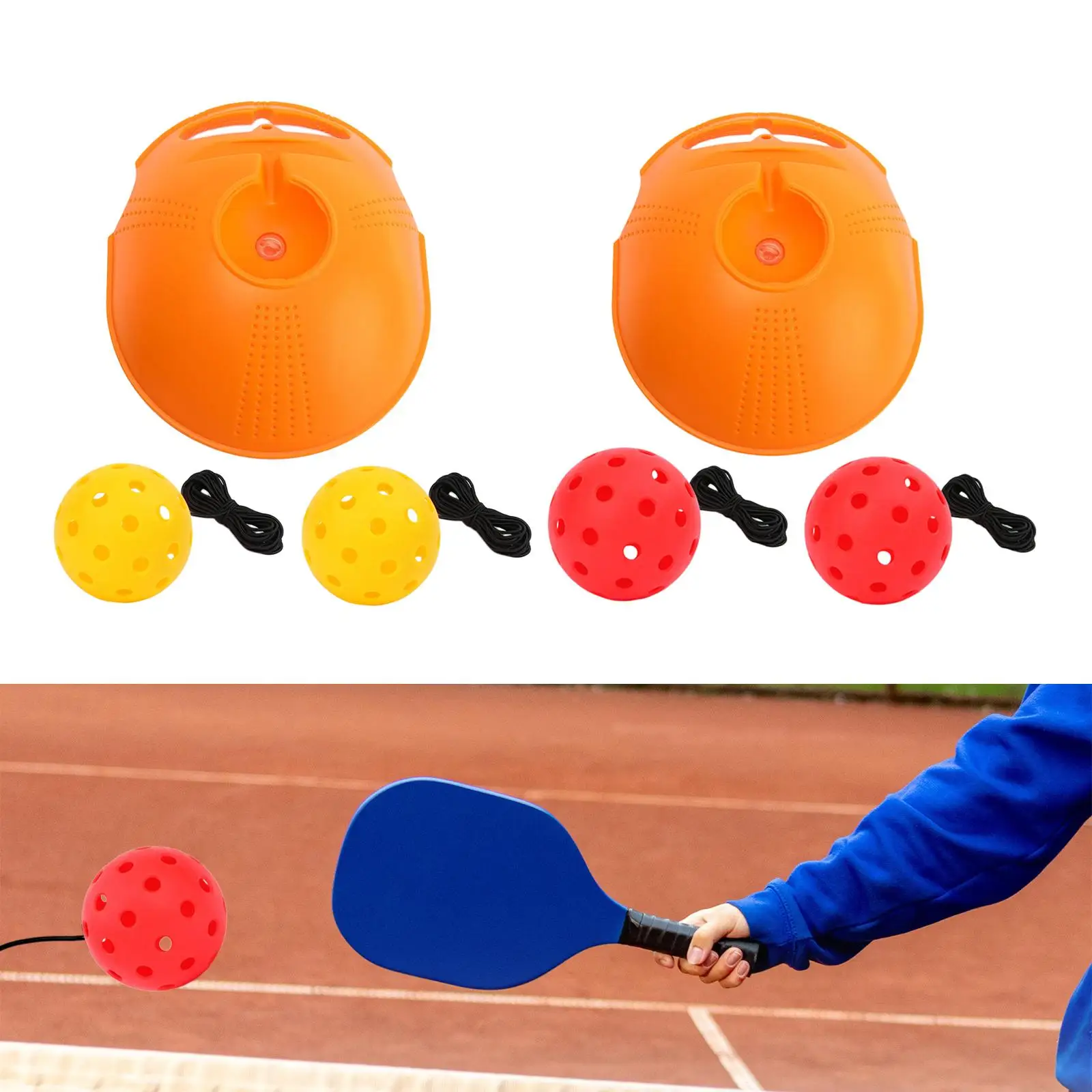 Portable Pickleball Trainer with 40 Holes Pickleball Ball for Single Player