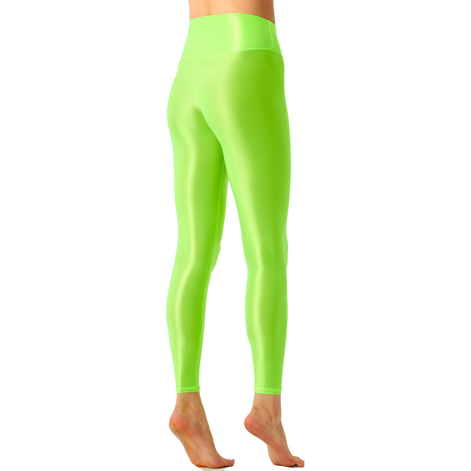 Mulheres Ginástica Pilates Leggings Cor Sólida Brilhante