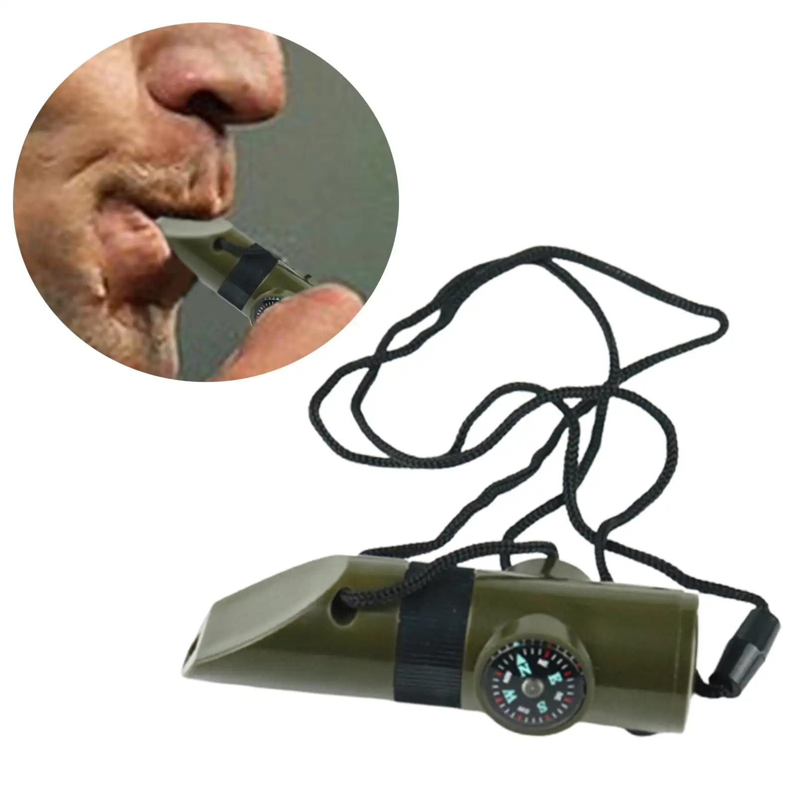 7in1 Emergency Whistle Kit Survival Compass LED Flashlight Outdoor Camping