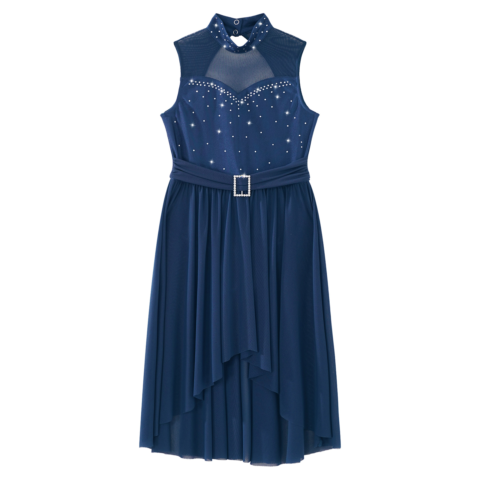 Kinder Mädchen Lyrical Modern Dance Kleid Ärmellos Glänzend Strass Ballett Gymnastik Eiskunstlauf Trikot Kleid Bühne Dancewear – Detail 32