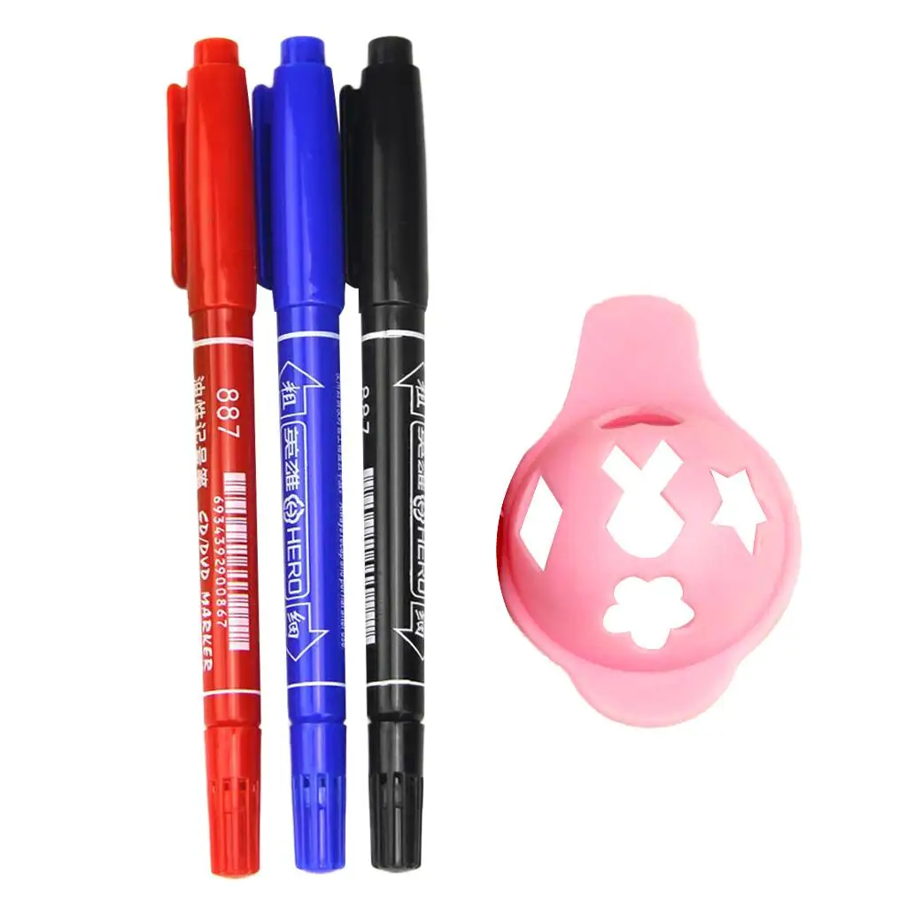 Portable Golf Ball Liner Marker Line Drawing Alignment Tool Drawer Stencil with Three Different Color Pens