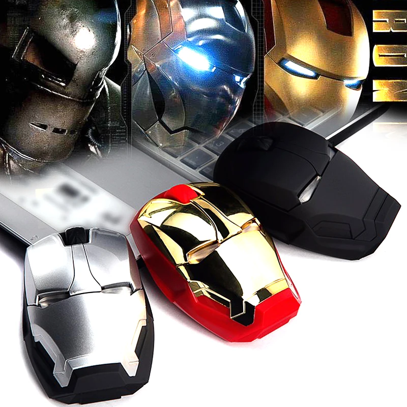 SENLIFANG Wireless mouse for Iron man appearance Creative power saving Notebook PC games mice The coolest Art with mouse pad laptop mouse
