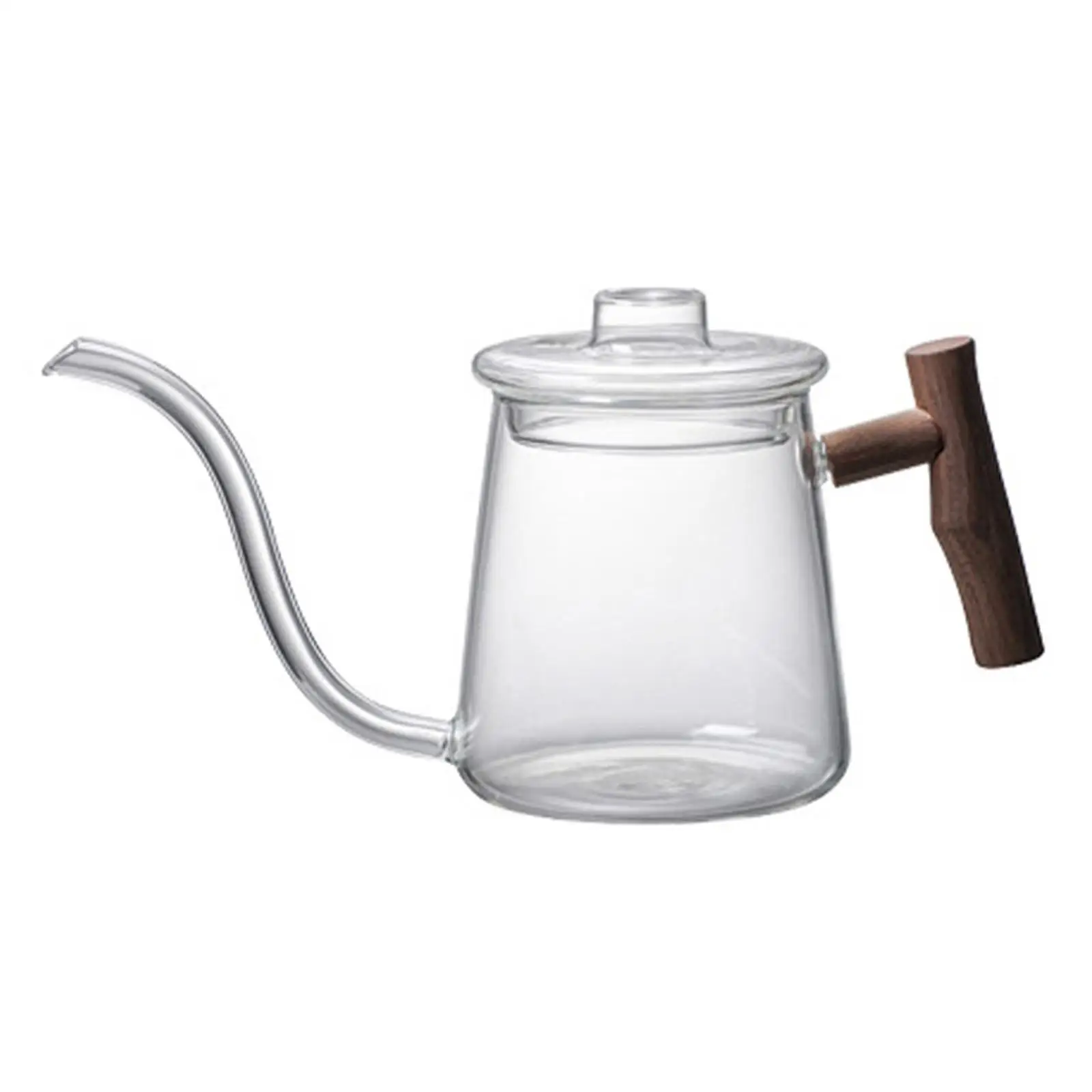 Pour Over Kettle Ergonomic Wooden Handle with Lid Stovetop Gooseneck Kettle for