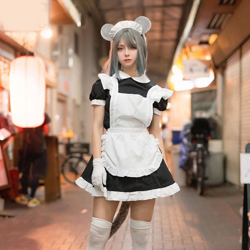 Q0KE Tier-Cosplay-Kostüme, Kunstfell, Maus, Katze, Fuchs, Wolf, pelziger Schwanz und Ohren, Stirnband für Halloween, Party – Detail 5