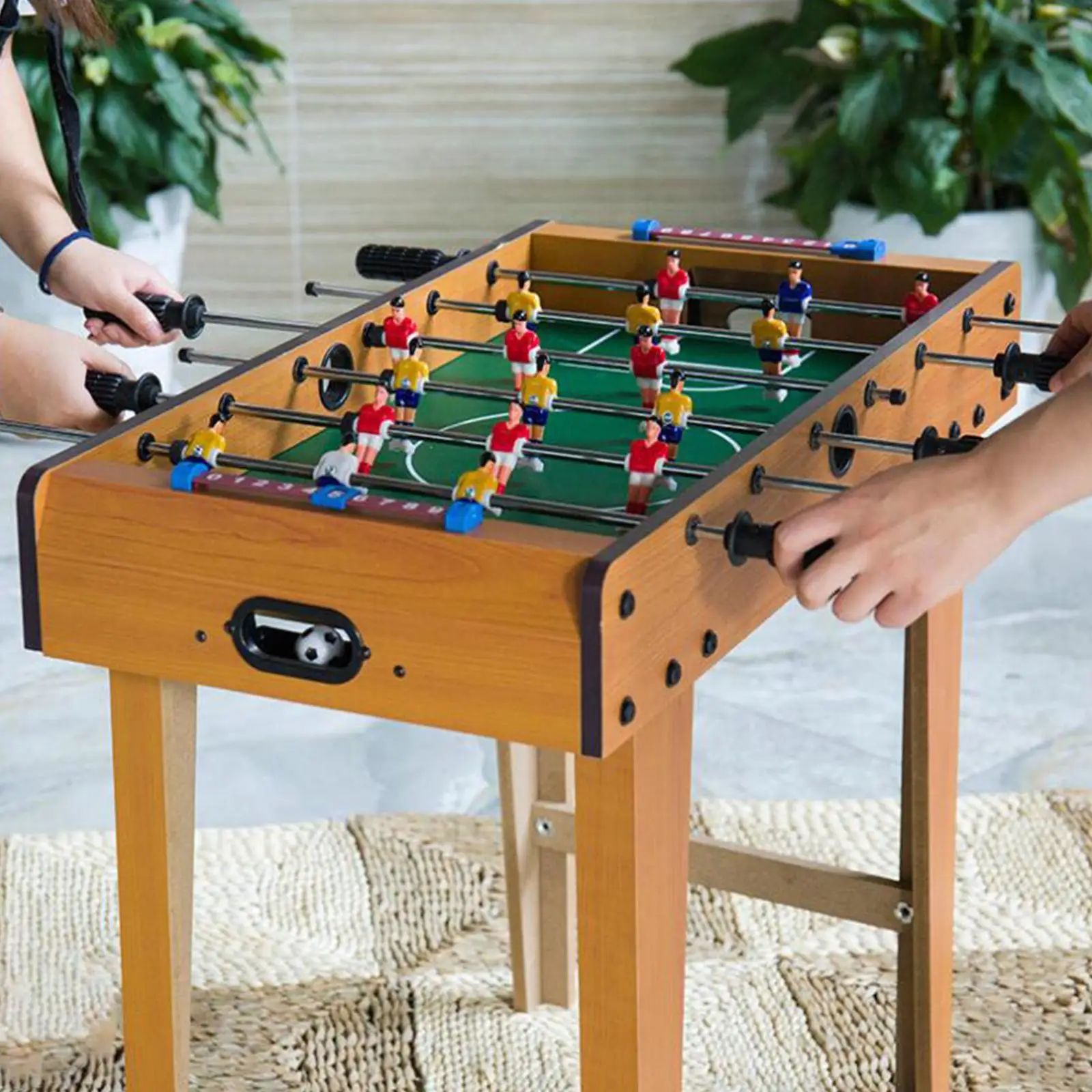 Wood Foosball Table Tabletop Football Game Interactive Toy with Ball Funny Football Game Desktop Game for Family