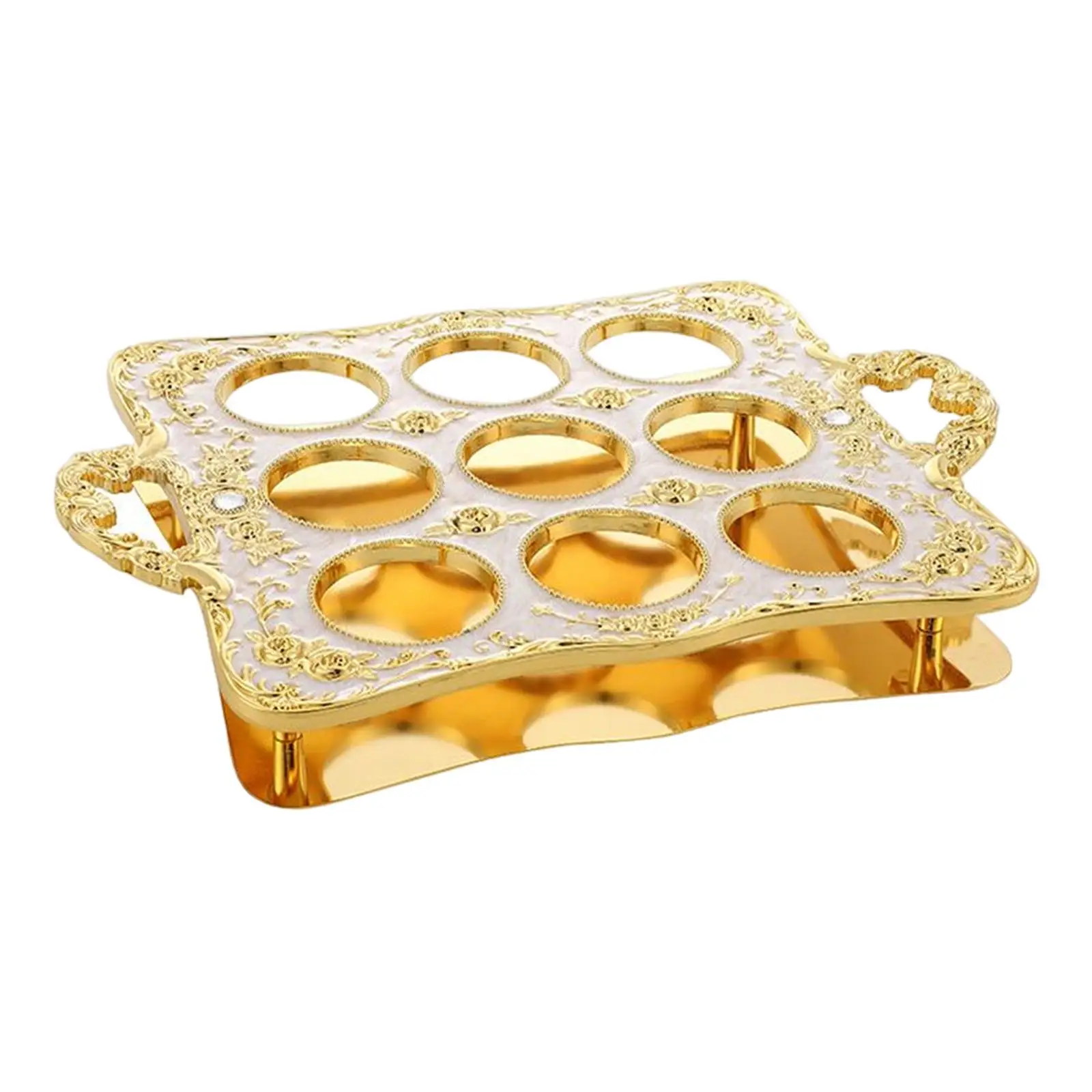 Aluminum Alloy 9 Holes Water Cup Holder Tray Platter for Restaurant