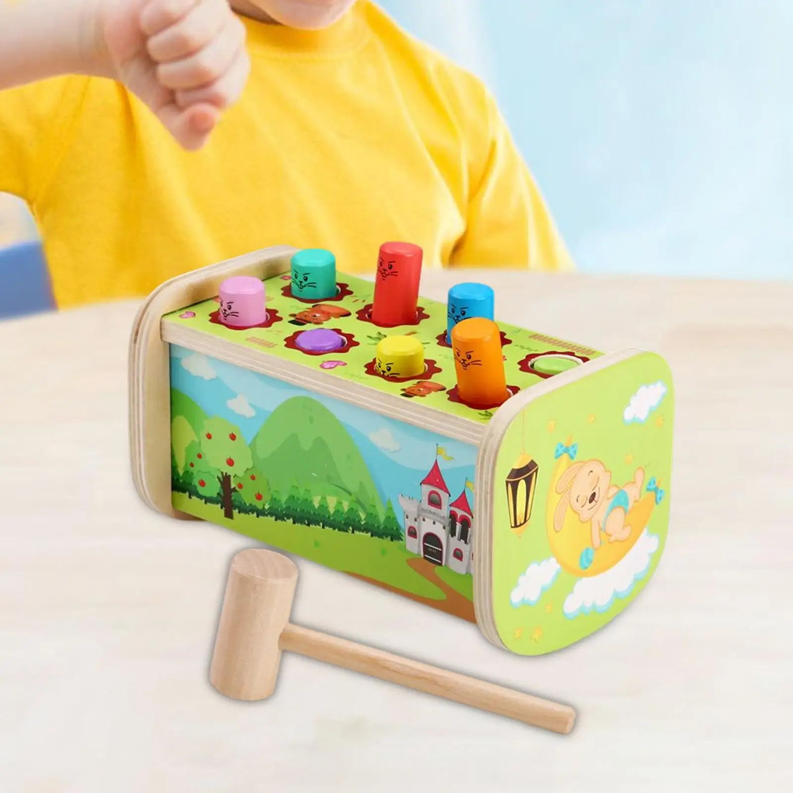 Fun Wooden Hammering Pounding Toys Fine Motor Early Learning Educational Toys for Girls Boys Kids Infant Toddler Birthday Gifts