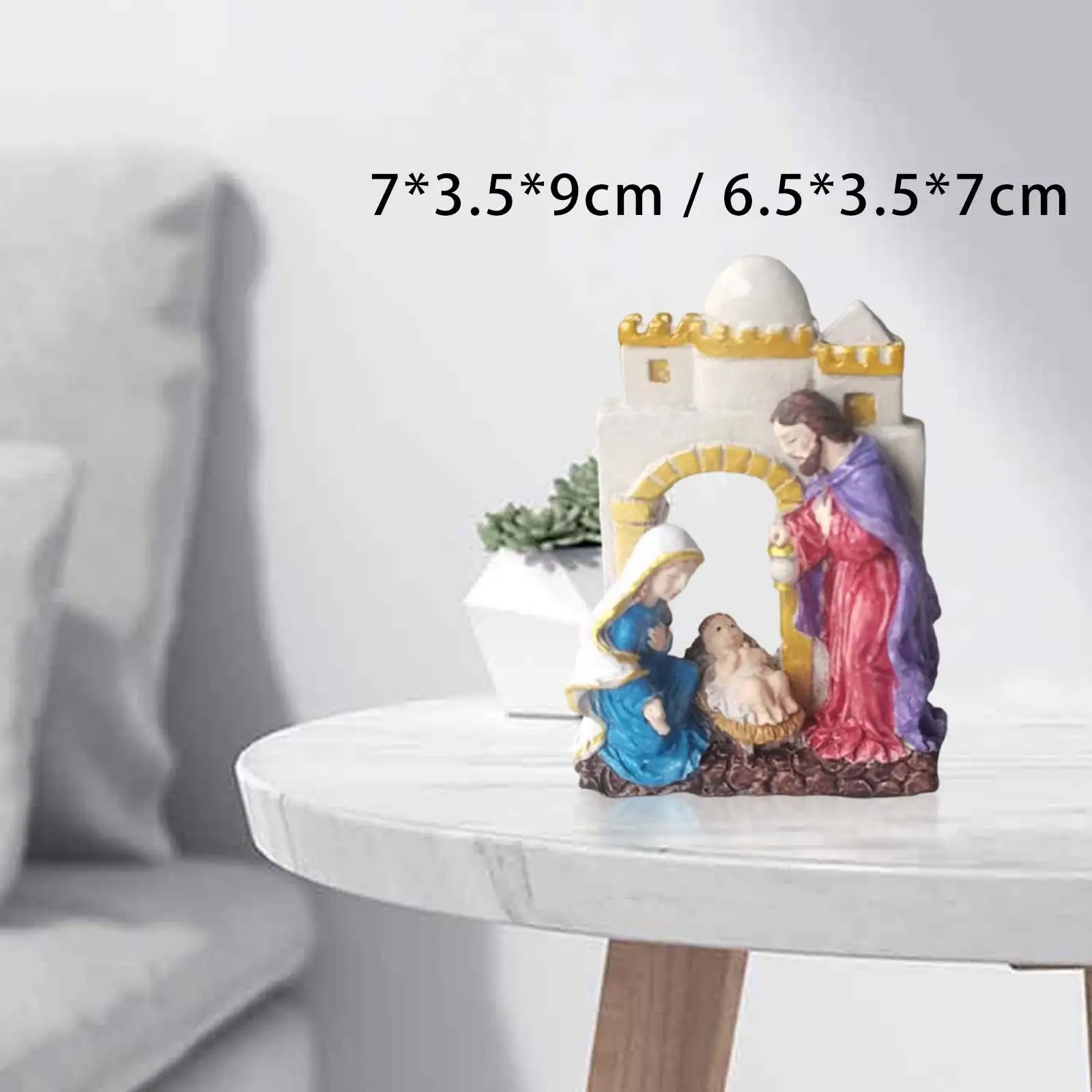 Hand Painted Holy Family Figurine Joseph Jesus Mary Deor Nativity Scene for Photo Props Tabletop Christmas Collection Gifts