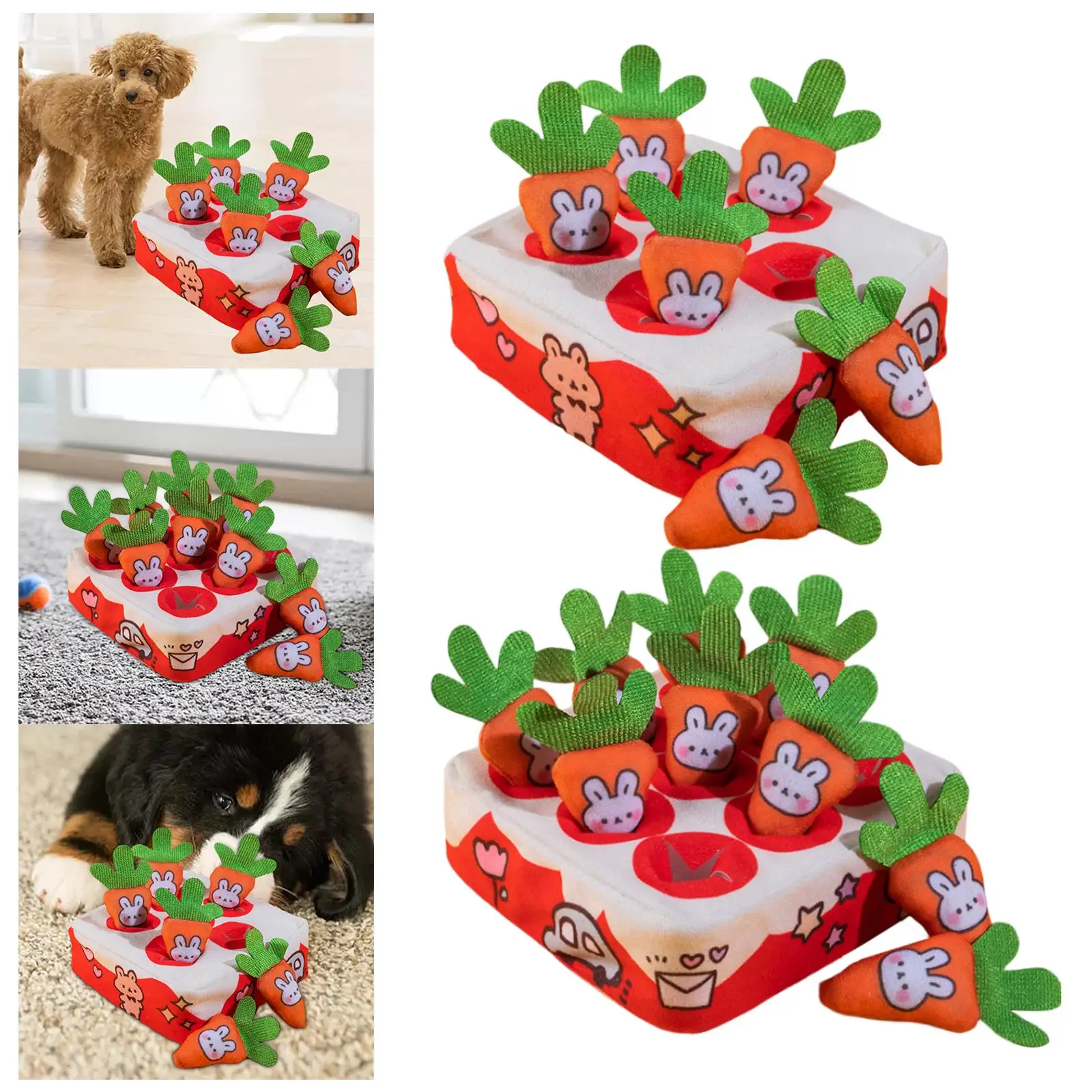 Dog Carrot Plush Toy, Interactive Dog Toy, Radish Pulling Stuffed Toy, Dog Sniff Mat Slow Feeder Dog Puzzle Toys