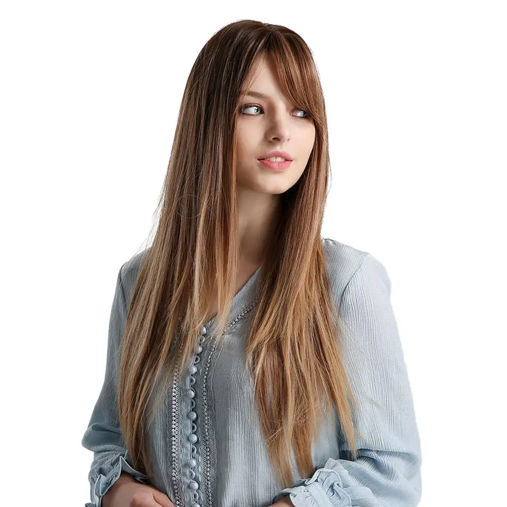 26inch Womens Resist Long Straight Layered Side Part Wigs for Daily Party