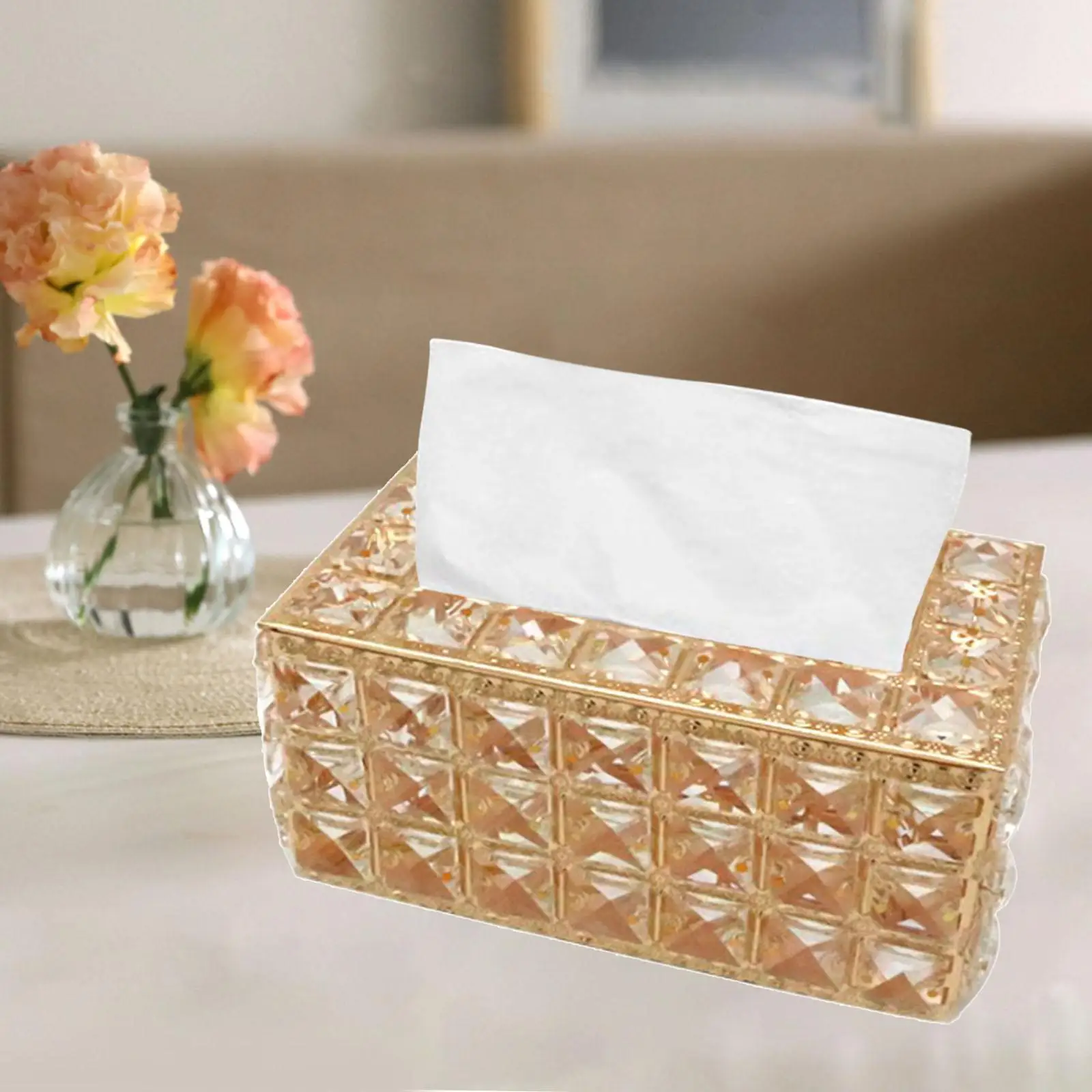 Crystal Facial Tissue Box Holder Crystal Cube Napkin Dispenser Bedroom Office Hotel Cafe Coffee House Bar