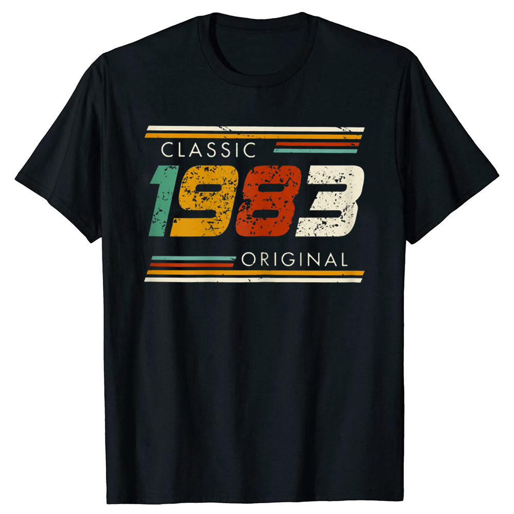 41 Jahre alt, hergestellt im Jahr 1983, klassisches Original-Vintage-T-Shirt für Männer, Vatertage, Geschenkidee, klassische Accessoires, T-Shirt aus Baumwolle – Detail 2