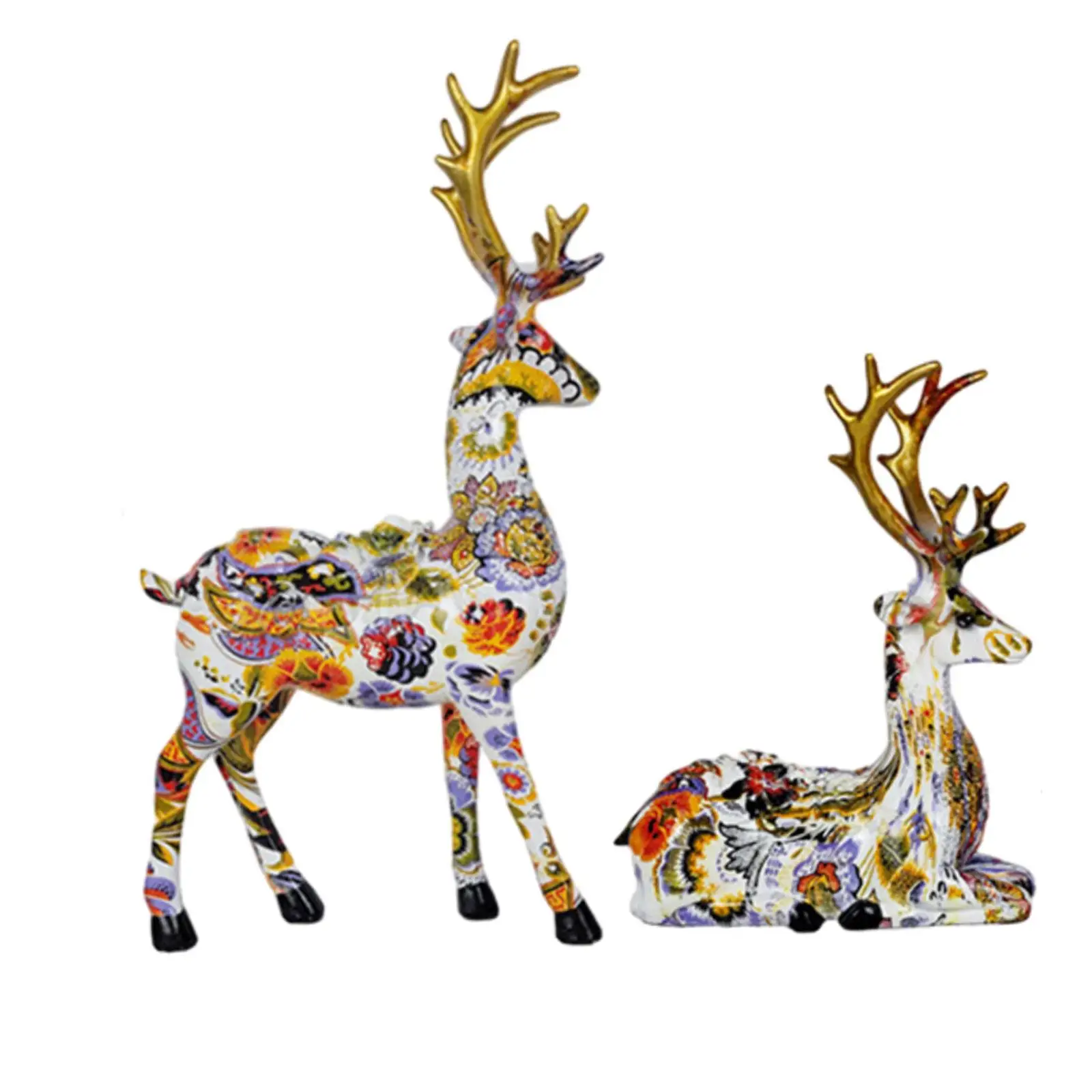 2 Pieces Reindeer Statues Deer Figurines for New Year Party Valentine Day