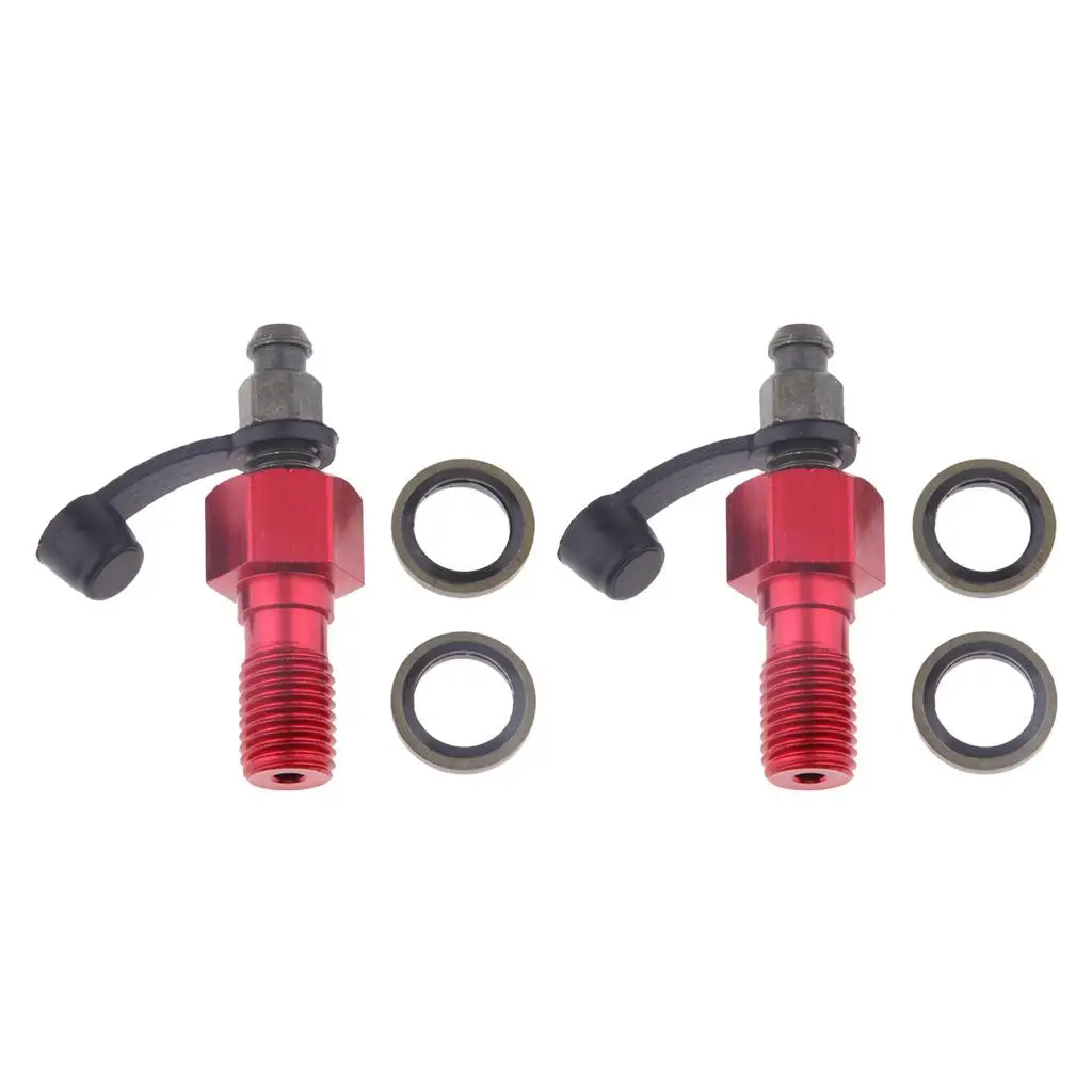 2x Motorcycle Brake Caliper Banjo Bolt & Bleed /Screw  1.25mm Red