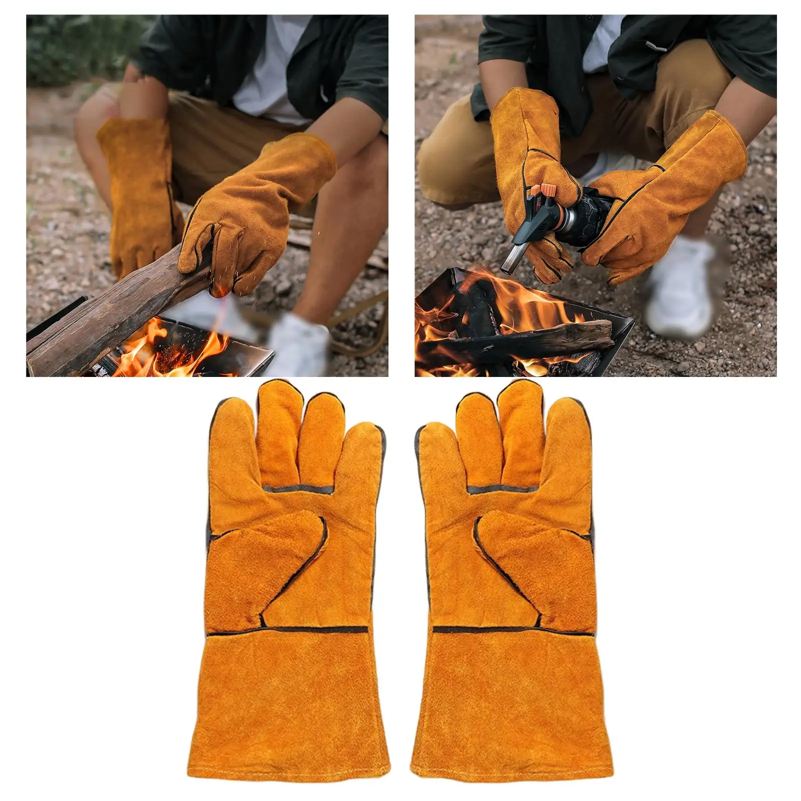 2x Heat Resistant Gloves Kitchen Baking Tool Oven Mitts for Firepit Kitchen Heatproof