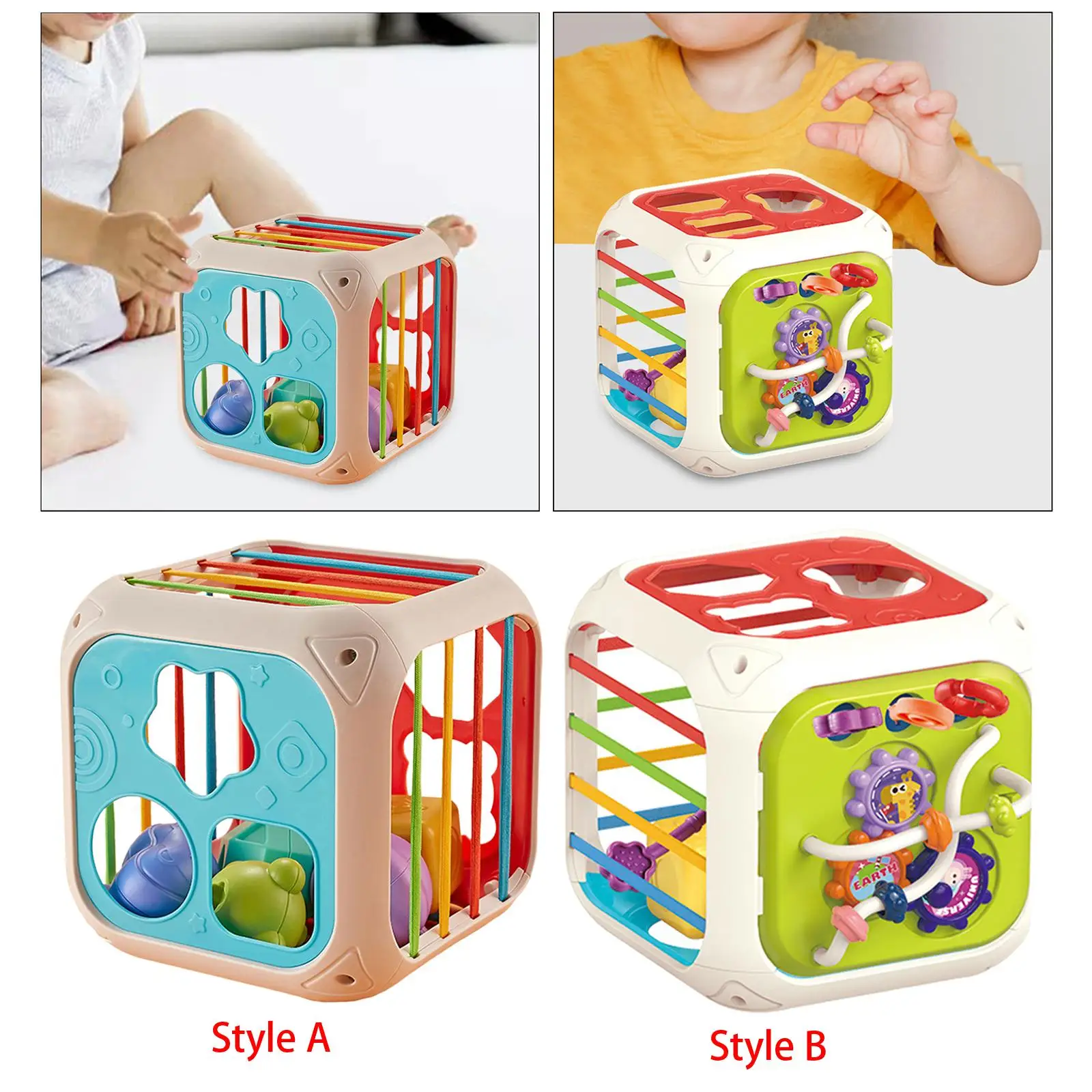 Montessori Baby Shape Sorter Toys Early Developmental with Elastic Bands Color Recognition for Children Baby Birthday Gift Kids