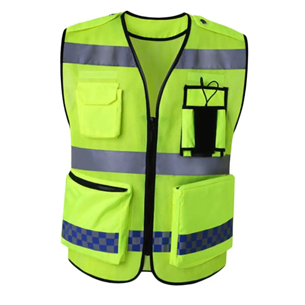 High Visibility Vest with Pockets, Reflective Stripes And Zip Style