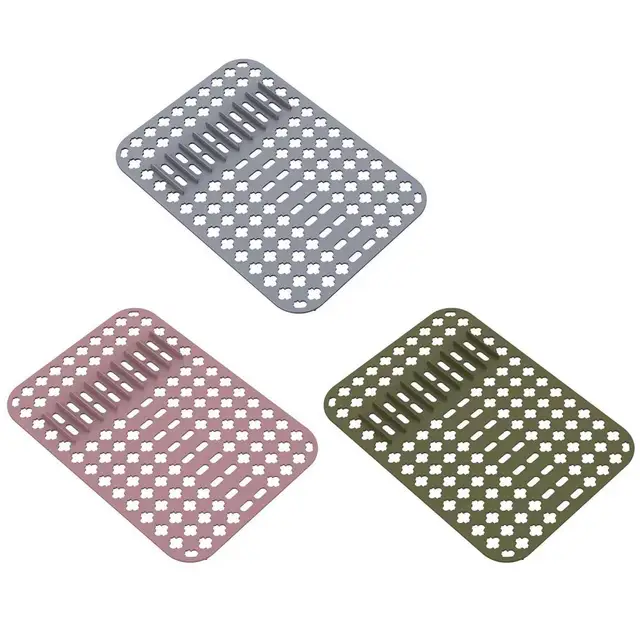 Tuelaly Anti-Scratch Food Grade Hollow Sink Mat with Drain Hole Practical Heat-Resistant Silicone Sink Dishwashing Pad Kitchen Tool, Size: 34.49