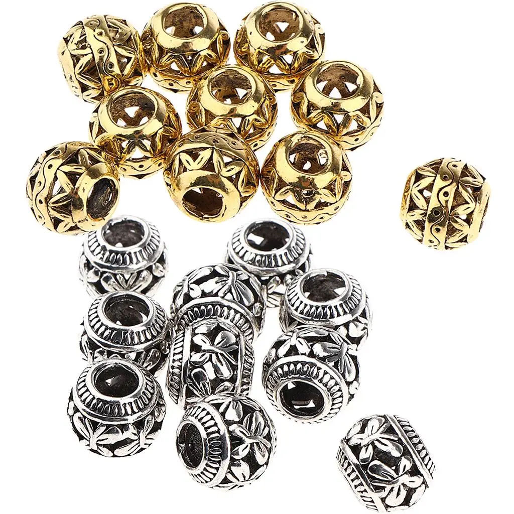 20pcs Premium Vikings Beads  Decorations Cuffs Clips Accessories for  Braiding Hair Bracelet Necklace DIY
