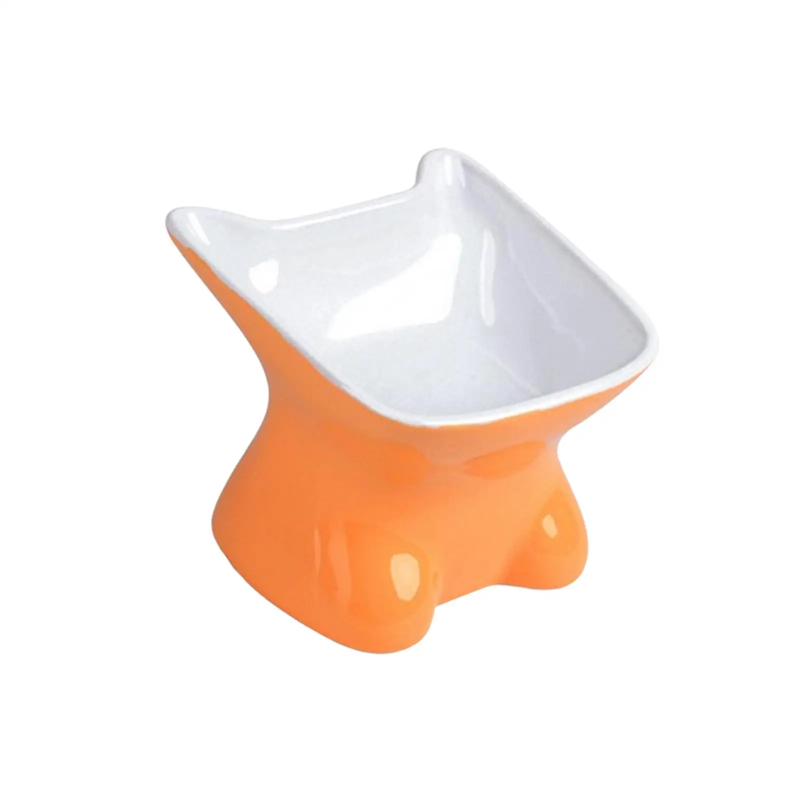 Raised Cat Food Bowl Pet Feeding Bowl Durable Protection Cervical Ceramic Raised Tilted Feeder Kitty Snack Bowl for Small Dogs
