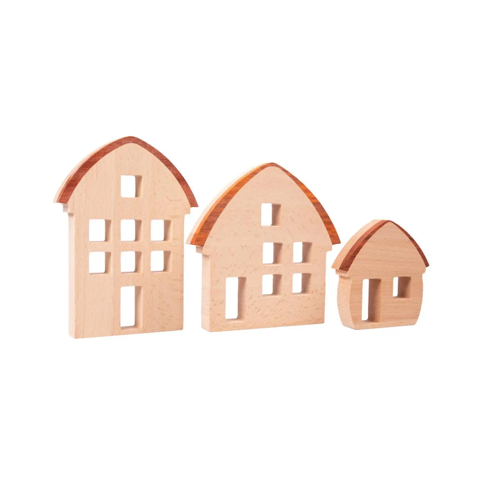3Pcs Wood House Wood Wooden Sign Block for Boys Girls Party Favors Ages 3-6