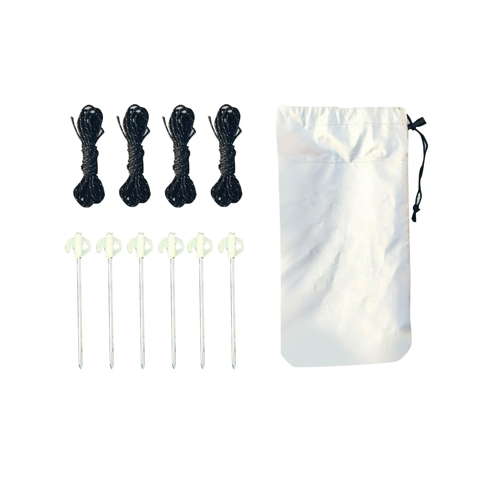 Camping Tent Stakes Set with Oxford Cloth Bag with Ropes Portable Tent Pegs