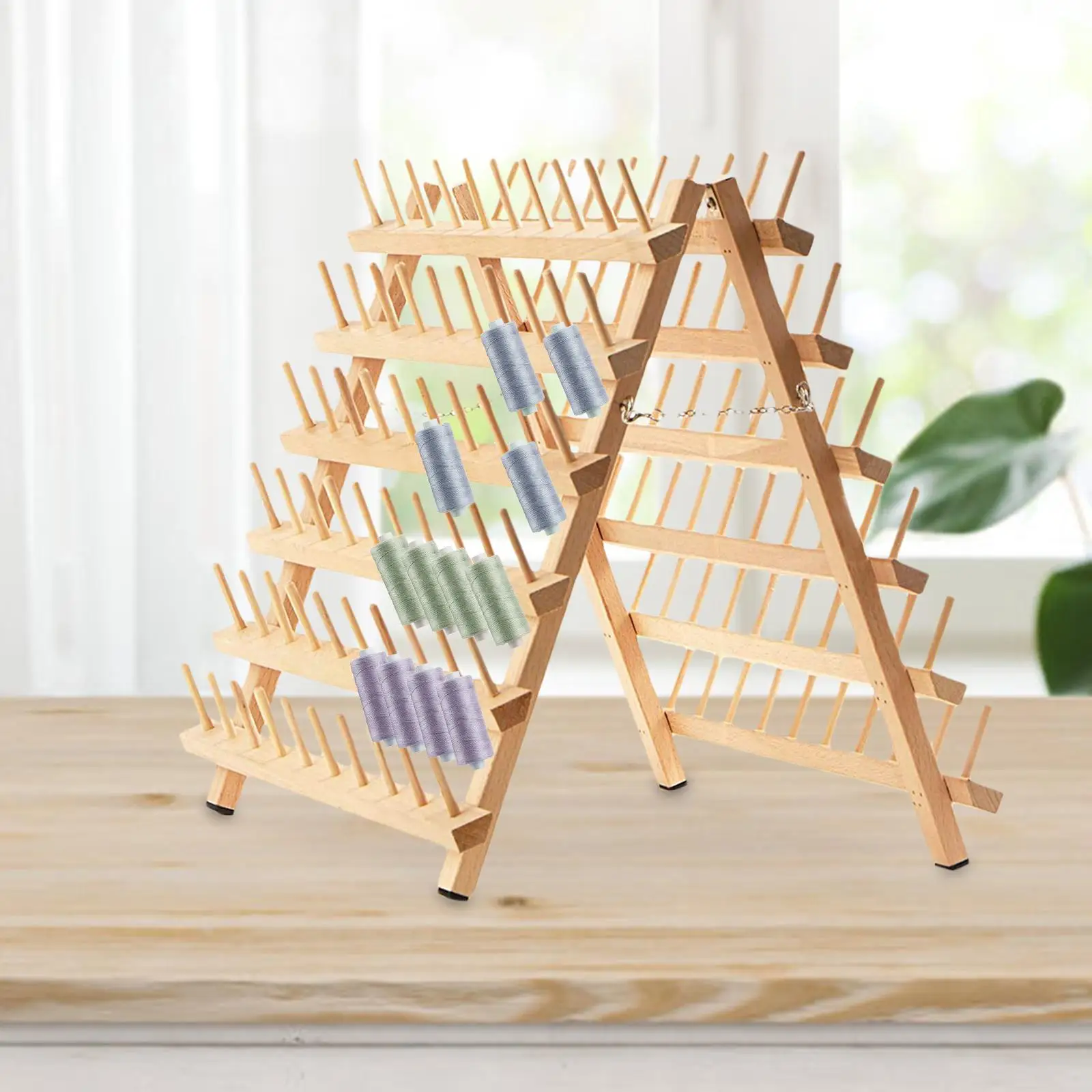 Wood Thread Rack Embroidery Folding Spool Stand Storage Needlework Rope Bobbin Shelf Sewing Thread Storage for Jewelry Hanging