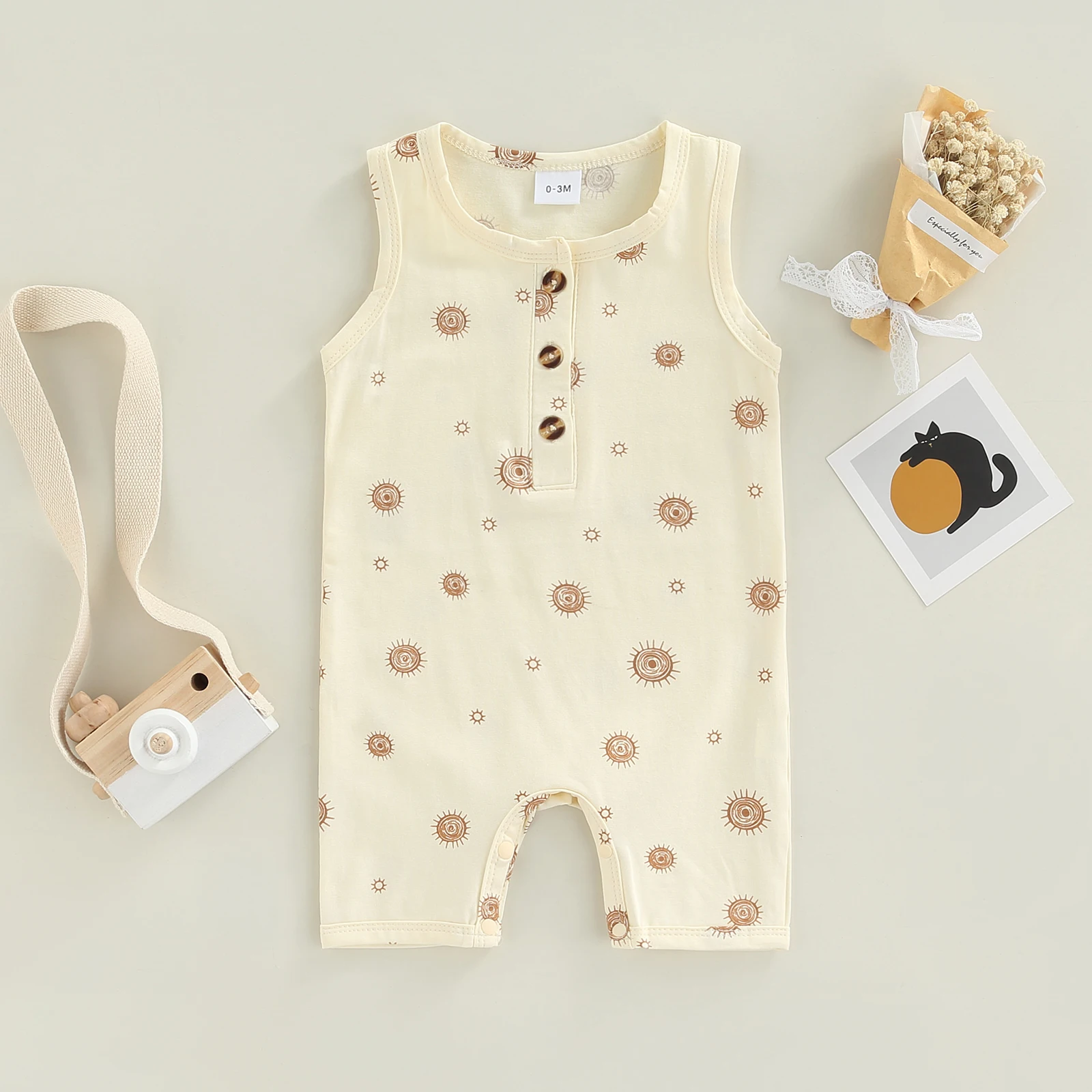 2022-03-01 Lioraitiin 0-12M Infant Baby Boy Girl Casual Romper Summer Sleeveless Printting O-Neck Snap Crotch Jumpsuit customised baby bodysuits